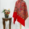 Red Pure Pashmina Shawl With Tilla and Papier Mache Jaal Hand Embroidery
