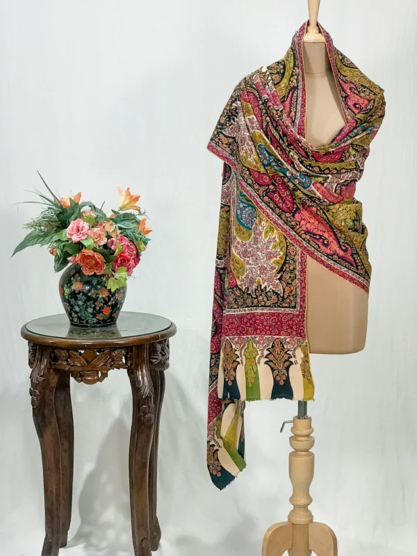 Multi-Colour Pure Pashmina Shawl With Sozni hand Embroidery