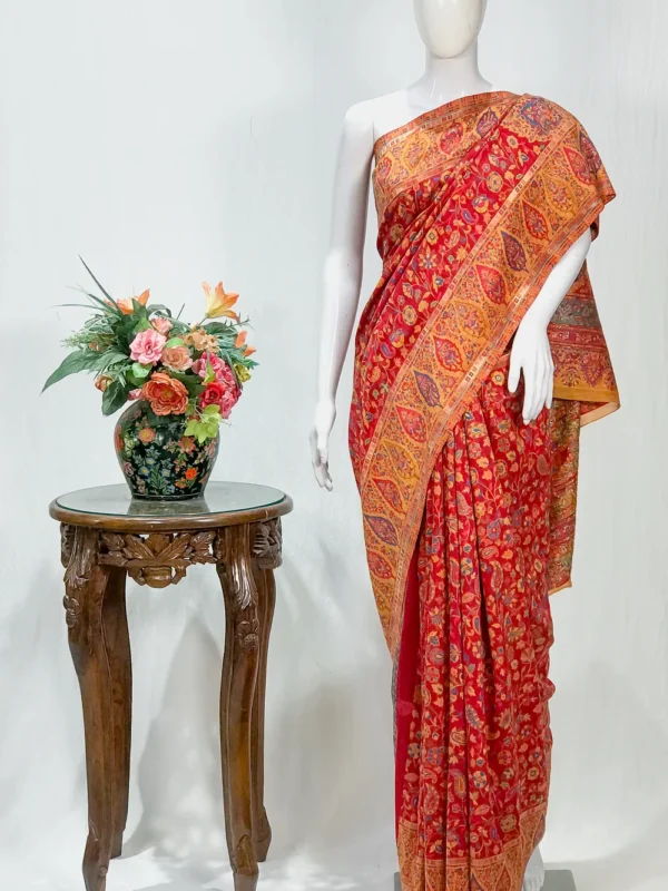Red with Yellow Border Modal Silk Kani Saree