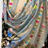 Black and Grey Ombre Pure Pashmina Shawl With Tilla and Thread Jaal Hand Embroidery Front