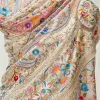 Cream Pure Pashmina Shawl With Tilla and Thread Jaal Hand Embroidery front