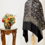 Black Pure Pashmina Shawl with Kalamkari Hand Embroidery