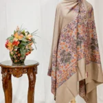 Natural Beige Pure Pashmina Shawl with Kalamkari Hand Embroidery Hand Paint