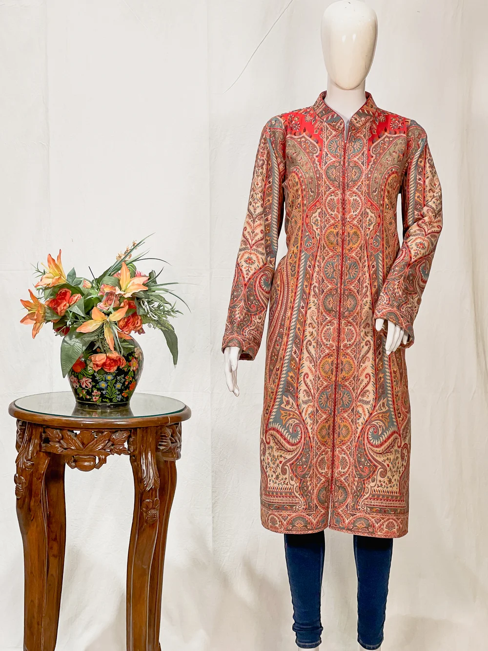 Multi Colour Kani Weave long Jacket