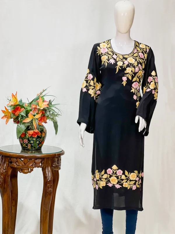 Black Kurti with Kashmiri Aari Embroidery