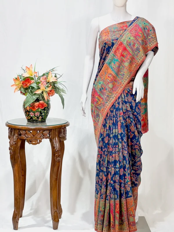 Royal Blue Modal Silk Kani Saree