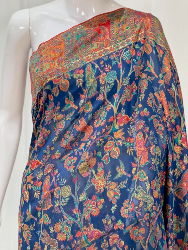 Royal Blue Modal Silk Kani Saree front