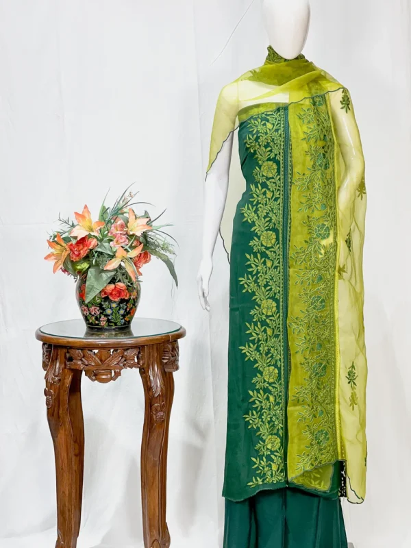 Green Salwar Suit with Kashmiri Aari Embroidery