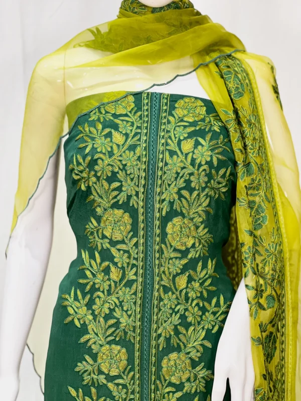 Green Salwar Suit with Kashmiri Aari Embroidery front