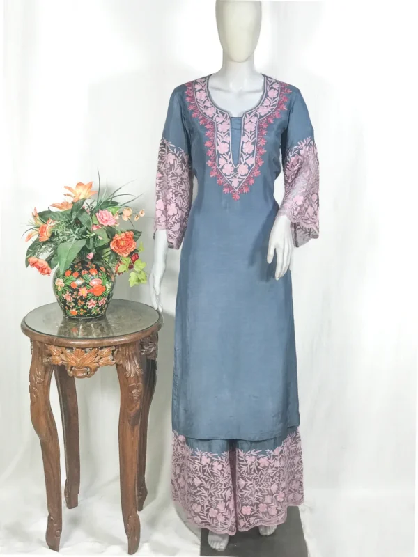 Grey kashmiri aari salwar suit