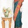 model silk bottle green kani saree