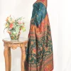 modal silk kani saree bottle green