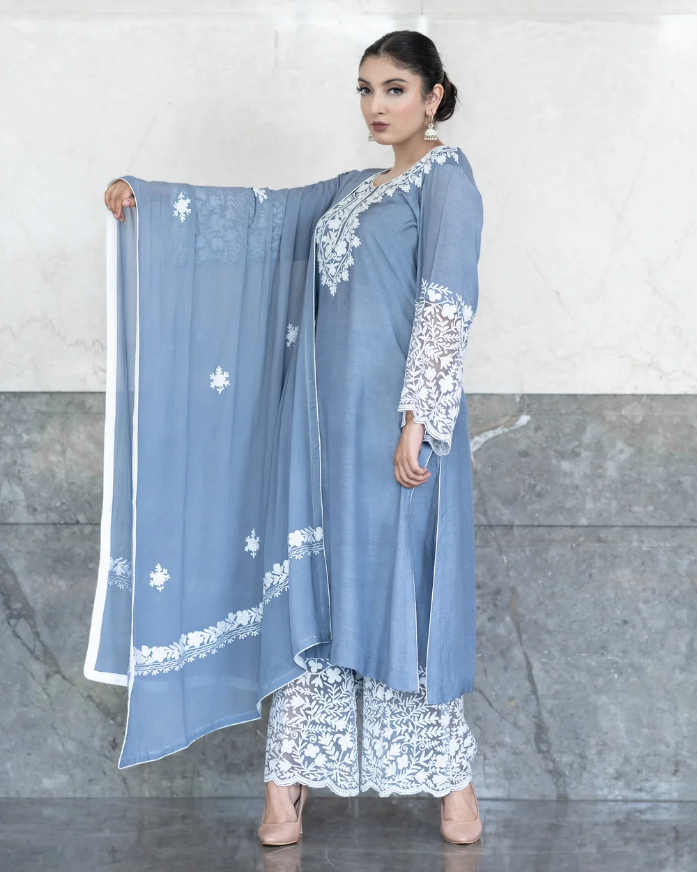 Embroidered palazzo suits outlet