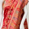 Red Tribal Modal Silk Kani Saree close up