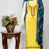 Yellow Salwar Suit with Kashmiri Aari Embroidery