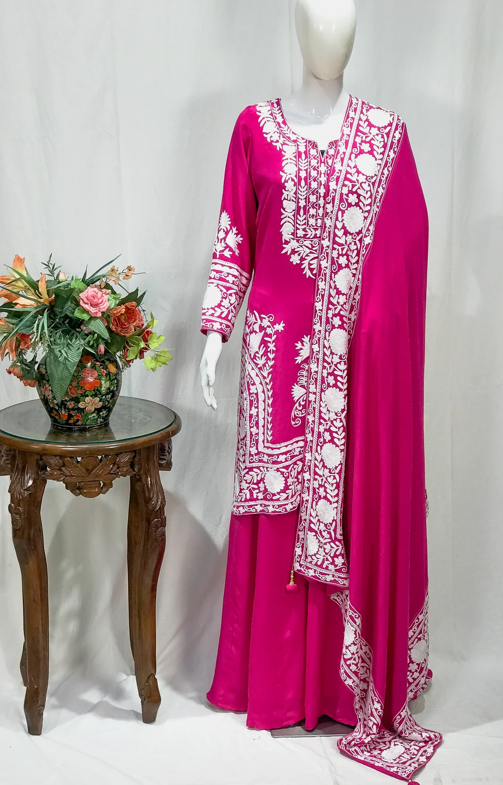 Pink Sharara Suit with Kashmiri Aari Embroidery