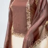 Beige and Brown Kashmiri Salwar Suit with Aari Embroidery front