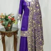 Purple Sharara Suit with Kashmiri Tilla Embroidery