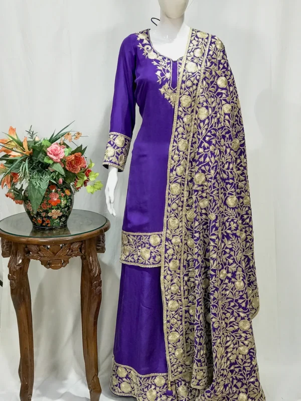Purple Sharara Suit with Kashmiri Tilla Embroidery