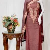 Cooper Rust Salwar Suit with Kashmiri Tilla with Thread Outlining