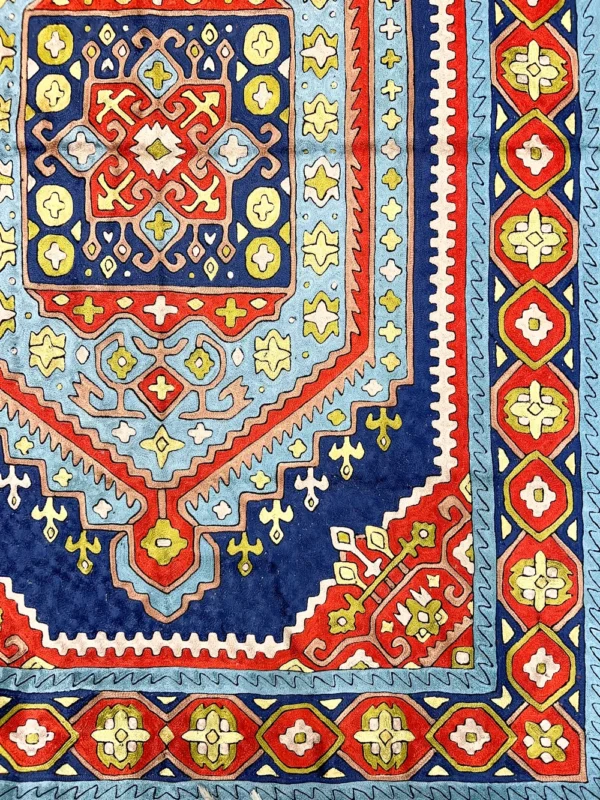 Hand Chain-Stitch Home Decor Abstract Pattern Silken Rug front