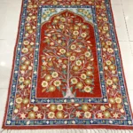 Hand Chain-Stitch Home Decor Floral Pattern Silken Rug/ Wall Hanging