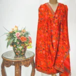 Orange Pure Pashmina Hand Woven Kani Shawl