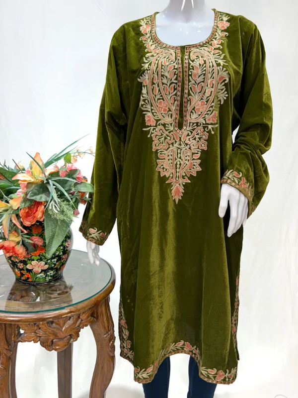 Velvet Phiran with Tilla And Thread Embroidery