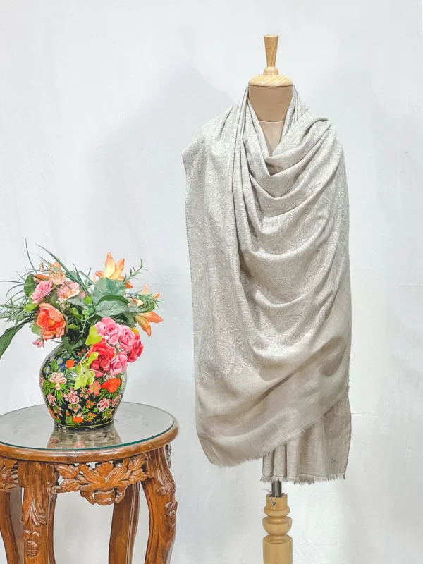 Beige Women Kashmiri Sozni Jaal Pure Pashmina Shawl