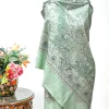 Pista Green Women Kashmiri Sozni Jaal Pure Pashmina Shawl With Hand Embroidery
