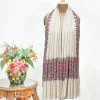 Natural White Pure Pashmina Shawl With Papier Mache Hand Embroidered close up