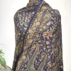 Black And Grey Ombre Pure Pashmina Shawl With Thread And Tilla Jaal Hand Embroidery close up