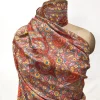 Beige Pure Pashmina Shawl With Floral Papier Mache Embroidery close up