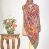 Natural Colour Pure Pashmina Shawl With Pastel Papier Mache Embroidery