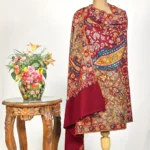 Maroon Pure Pashmina With Tootoo Papier Mache Hand Embroidered Shawl