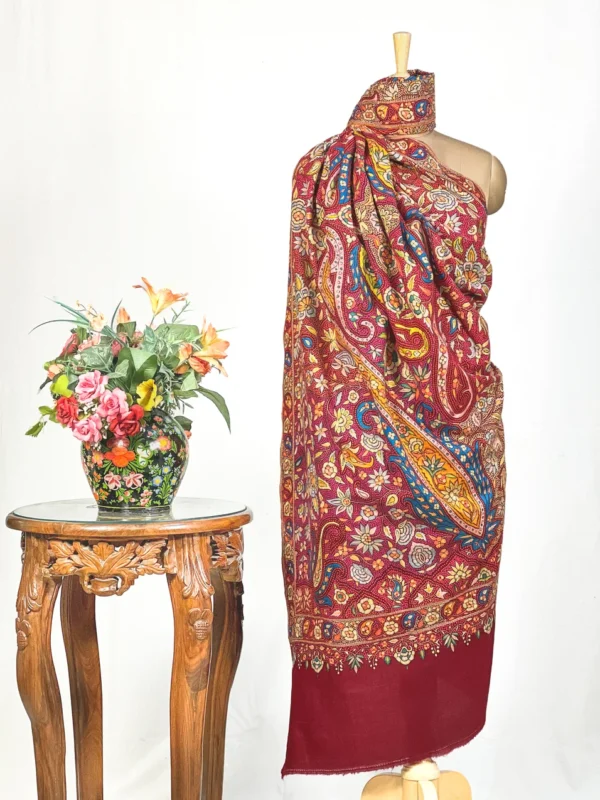 Pure Pashmina With Papier Mache Hand Embroidered Shawl