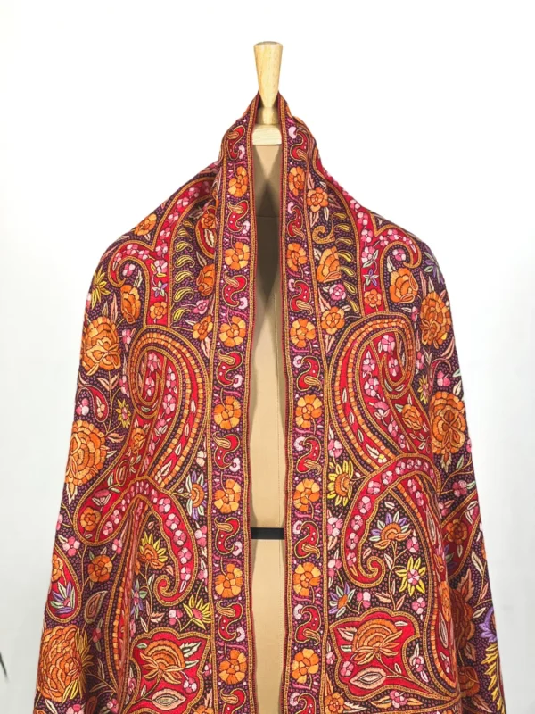 Bottle Green Pure Pashmina With Papier Mache Hand Embroidered Shawl