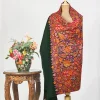 Bottle Green Pure Pashmina With Papier Mache Hand Embroidered Shawl