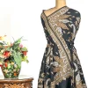 Black Pure Pashmina Sozni Shawl With Tilla Hand Embroidery