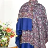 Navy Blue Pure Pashmina Shawl With Sozni Hand Embroidery