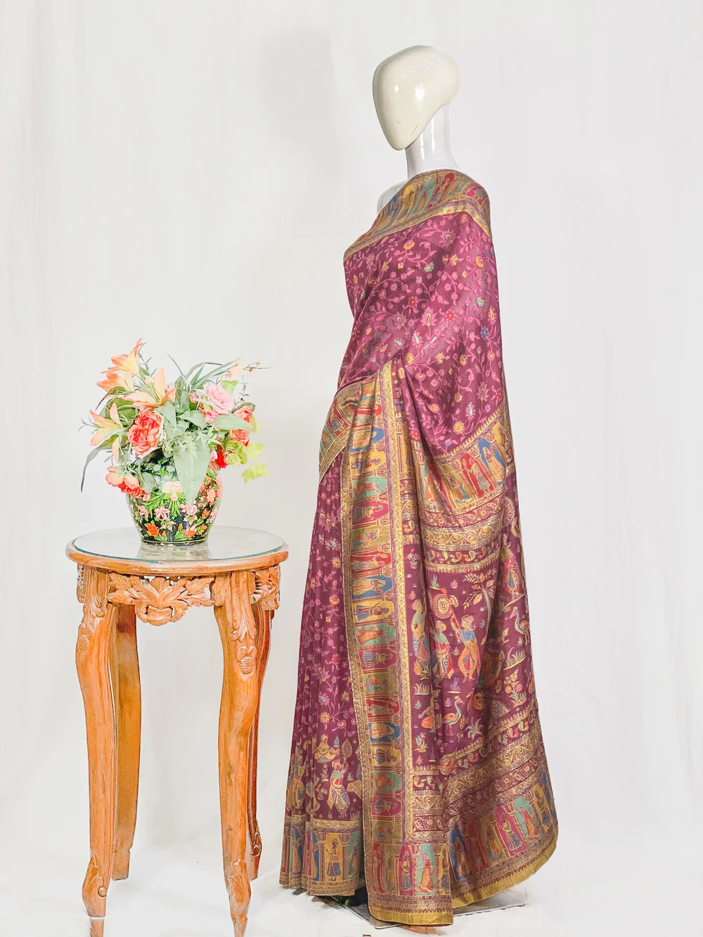 floral pattern modal silk saree