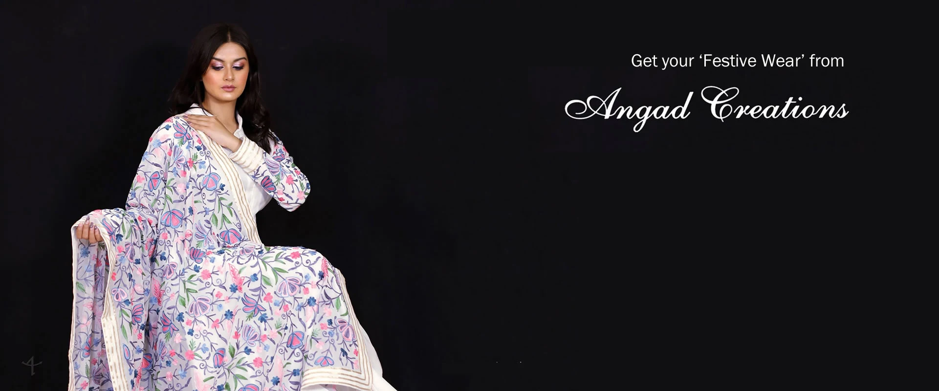 Slide White Kashmiri Aari Embroidery Dress Slide White Kashmiri Aari Embroidery Dress