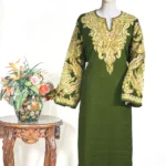 Green Phiran With Aari And Tilla Embroidery