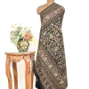 Black Pure Pashmina Shawl With Thread and Tilla Jaal Hand Embroidery