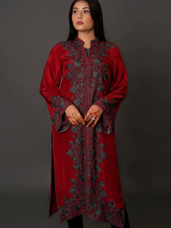 Maroon Crepe Kurta with Aari Embroidery