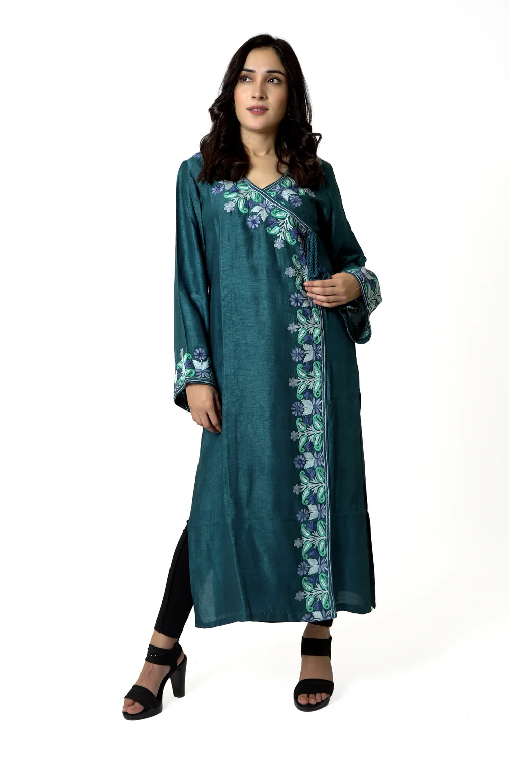 Trendmalls Indian Designer Leeva Silk Anarkali Purple Kurti Fully Stitched  | eBay