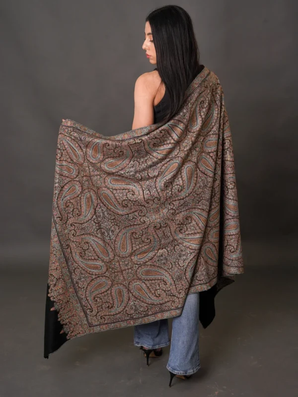 Collector's Edition Pure Pashmina Shawl With Multi-Colour Sozni Jamawar Hand Embroidery