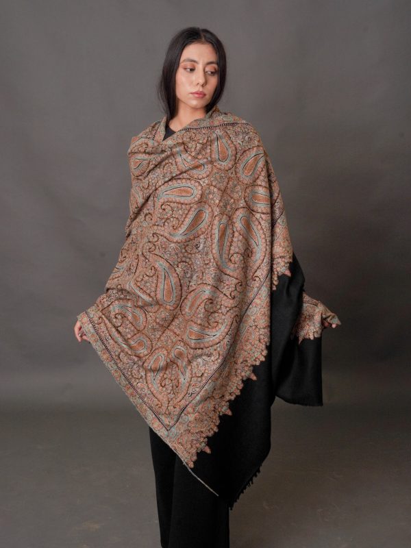 Collector's Edition Pure Pashmina Shawl With Multi-Colour Sozni Jamawar Hand Embroidery