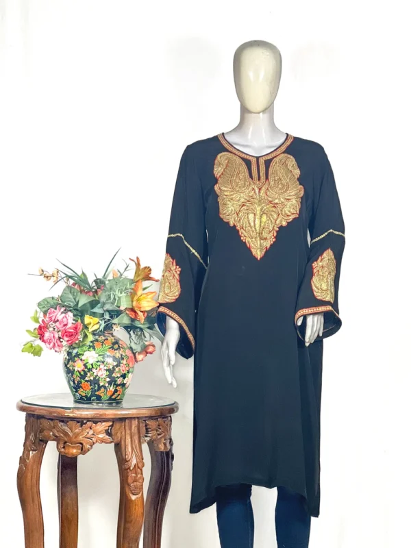 Natural Crepe Kurti with Tilla Machine Embroidery