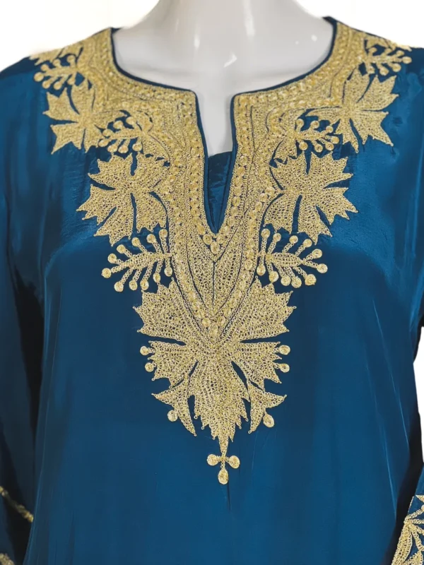 Natural Crepe Kashmiri Kurta with Tilla Embroidery